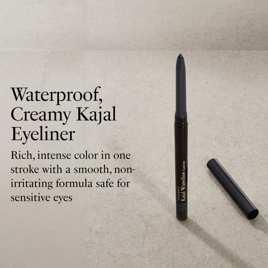 VASANTI Kajal Waterline Eyeliner (Slate Grey) | Long-Lasting, Blendable Waterline Eye Liner | Smudge-Proof and Water-Resistant Eyeliner Pencil for Sensitive Eyes | Ophthalmologist Approved & Tested