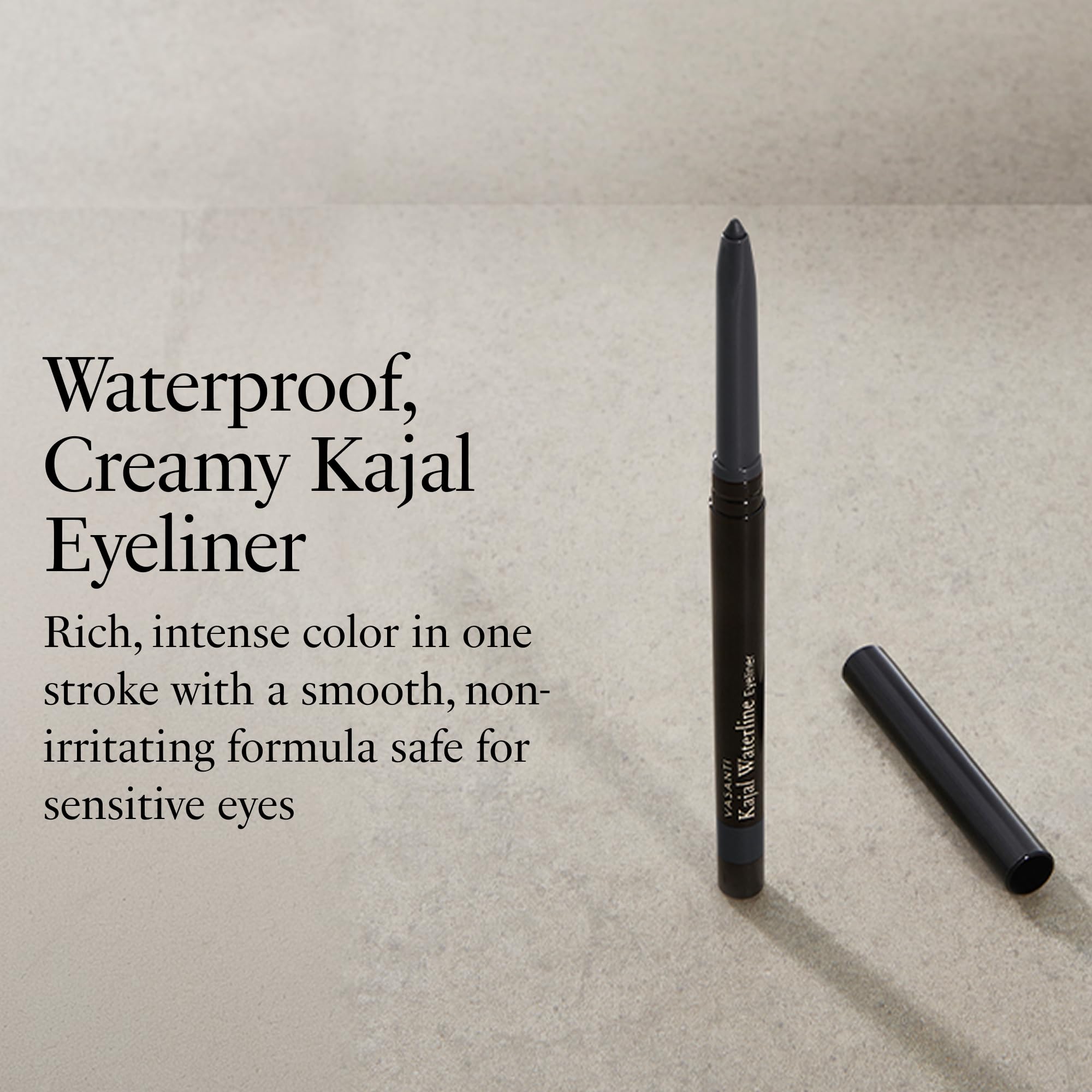 VASANTI Kajal Waterline Eyeliner (Slate Grey) | Long-Lasting, Blendable Waterline Eye Liner | Smudge-Proof and Water-Resistant Eyeliner Pencil for Sensitive Eyes | Ophthalmologist Approved & Tested