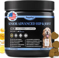POPPAW Senior Advanced Joint Supplement for Dogs – 17-in-1 Glucosamine for Dogs with Chondroitin – Hip & Joint Pain Relief Pills – Mobility Support Chews – Large & Small Breeds - Chicken Flavor – 90Ct