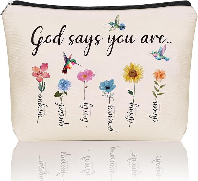 Christian Gifts for Women Girls, God Says You Are Bible Verse Makeup Bags.