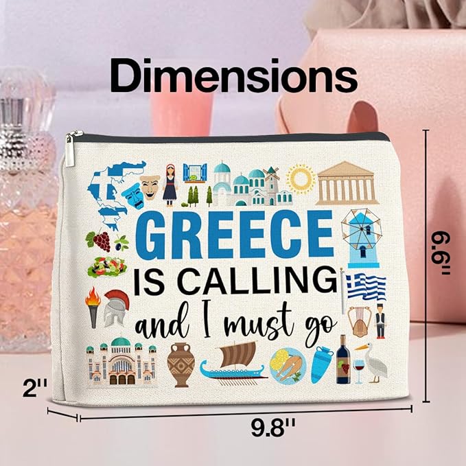 UPNEGE Greece Travel Gifts Makeup Bag Souvenir for Women Friends Traveler