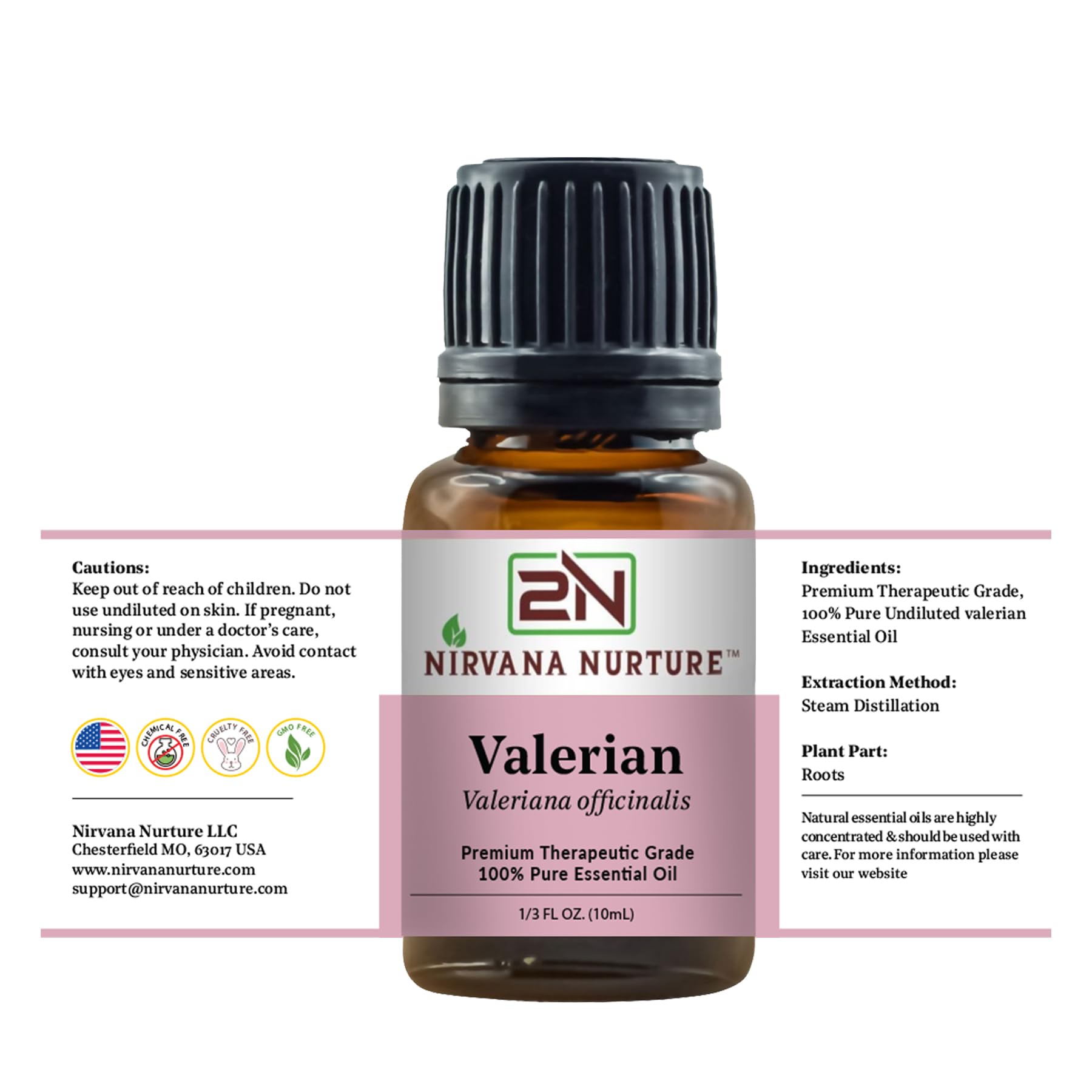Nirvana Nurture Valerian Essential Oil, 100% Pure Undiluted, Aromatherapy Oil for Diffuser, Hair & Skin Care