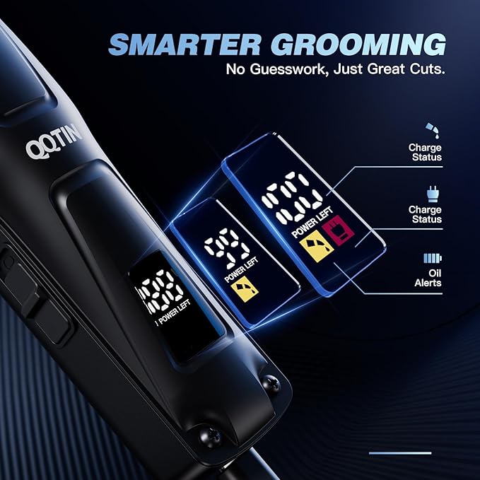 QQTIN Hair Clippers for Men Professional, Cordless Clippers and Trimmers Set for Hair Cutting, 8500RPM Rechargable Electric Hair Trimmer for Self-Haircut and Family Use (Black)