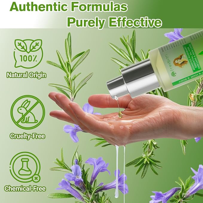 FrexNutri Rosemary Oil for Hair Growth (2 x 60ML), Organic Pure Rosemary Essential Oil for Hair & Scalp, Leak-Proof Bottle with Precision Press Dispenser, Multi-Purpose for Hair, Skin & Aromatherapy