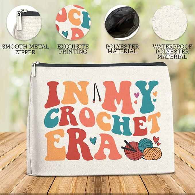 FYDHQSS Crochet Gifts Accessories for Women Crocheters Makeup Bag