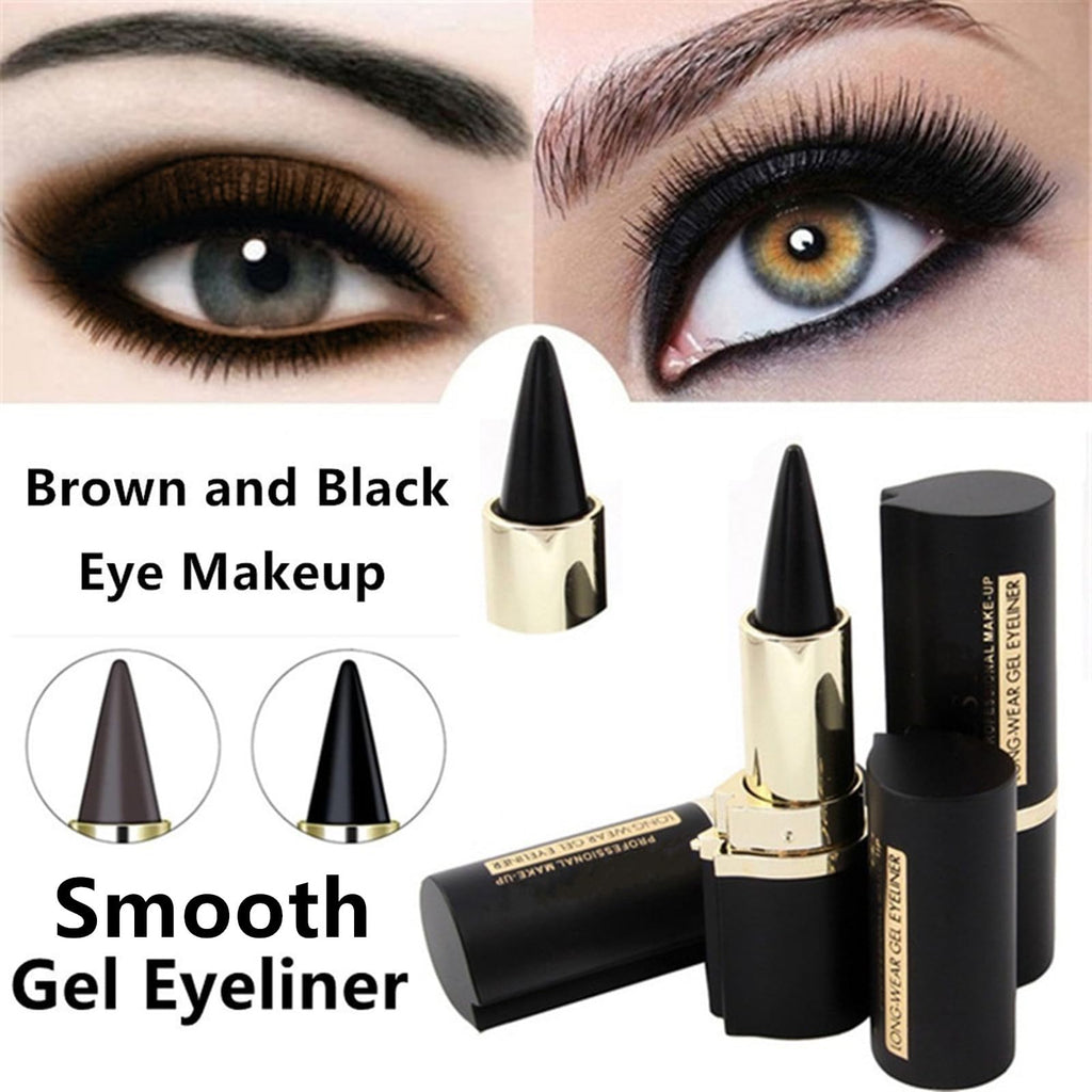 Go Ho Black and Brown Gel Eyeliner Stick,Black Eye Liner Halloween Makeup, Soft and Smooth Eyeliner Makeup for Women,Easy Apply and Remove