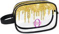 KFNHN Personalized Clear Makeup Bag with Name, Transparent Travel Cosmetic Bag for Women, Friends, Mother's Day, Bridesmaid, Bride, Wedding, Graduation, Yellow Glitters Water Fluid Shape Sequins