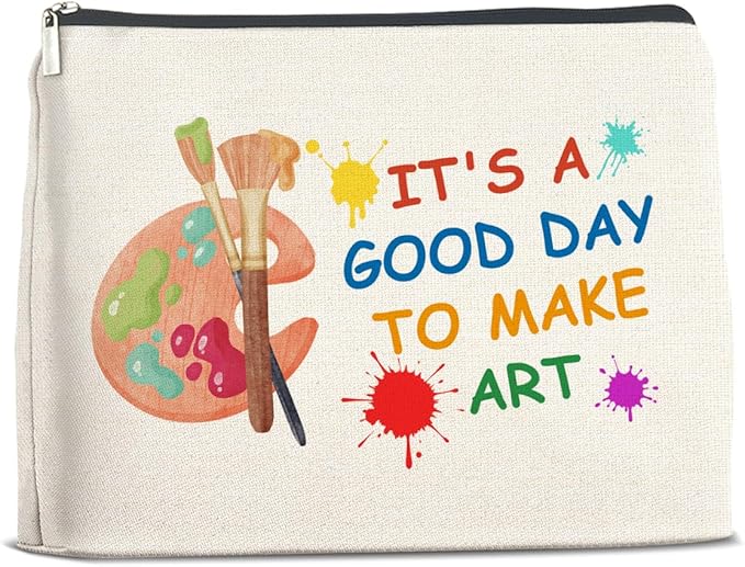 UPNEGE Art Teacher Makeup Bag - Art Lover Gifts for Women Artist & Teacher, Cosmetic Bag With Zipper Makeup Pouch