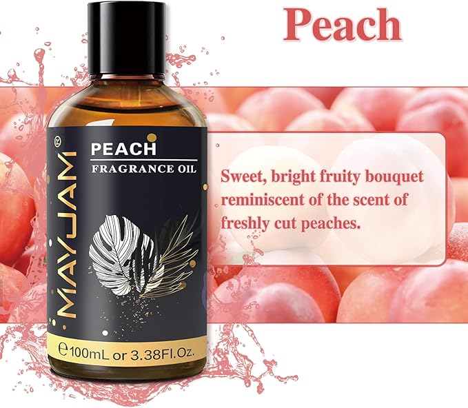 MAYJAM Peach Fragrance Oil for Diffusers for Home, 100ML/3.38FL.OZ