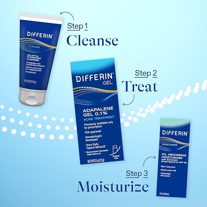 Differin Acne Retinoid Treatment Gel, 0.1% Adapalene, 15g Tube, 2ct