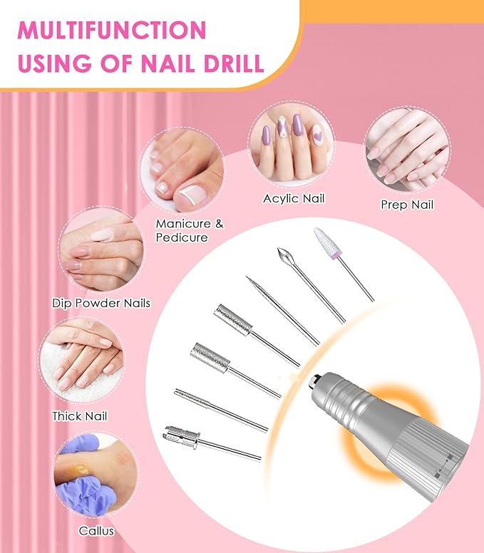 Portable Nail Drill Electric File: Professional Rechargeable E-File Machine