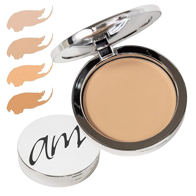 Advanced Mineral Makeup 4-in-1 Pressed Foundation Powder with Natural SPF, Concealer & Finishing for Medium to Full Coverage Foundation, Mineral-Based (Angelina,.35 oz)