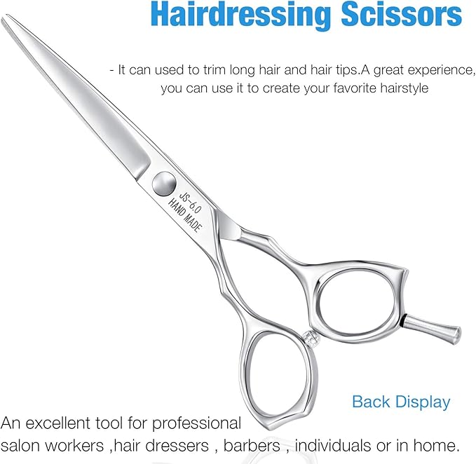 JASON Hair Cutting Scissors Shears - 6" Left Handed Barber Professional
