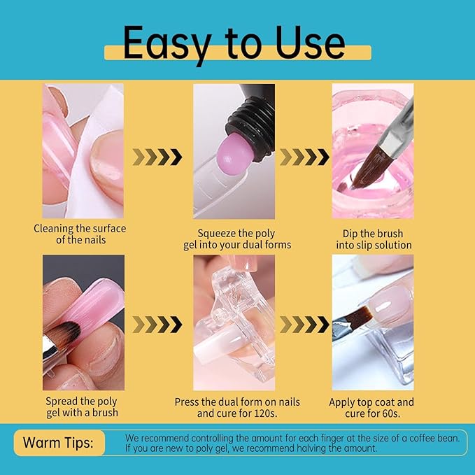 BEVINAS Poly Gel Slip Solution 8 oz,Nail Cleaner For Builder Gel Nails Cleanser,2PCS Poly Nail Slip Solutions for Nails