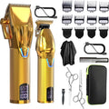 Dumite Cordless Hair Clippers for Men,Professional Hair Clippers Trimmer Kit,Barber Fading Clipper and Zero Gap T-Blade Trimmer Set with LED Display for Mens Gifts(Gold)