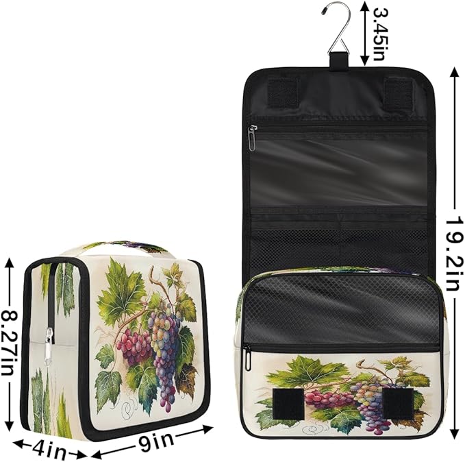 YoYoYuchong Travel Toiletry Bag for Women & Men Colorful Fruit Grapes Hanging Cosmetic Organizer Portable Waterproof Makeup Case Make Up Bag with Compartments Travel Essentials for Bathroom Shower