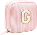 Cute Monogram Personalized Initial Makeup Bags - Cosmetic Pouch Monogram Pink Make Up Case Her Best Friend Friendship Sister Teacher, Birthday Gifts for Women (Letter G, Pink)