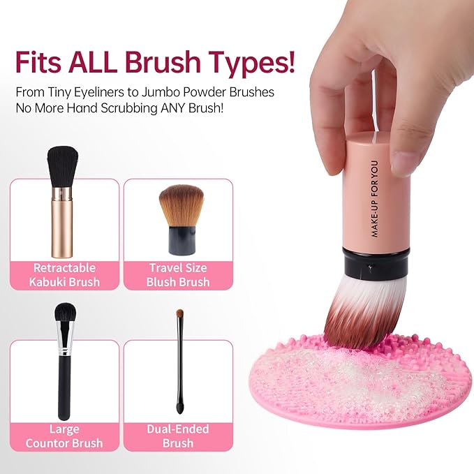 Makeup Brush Cleaner, Make Up Brush Cleaner Cleanser Solution + Brush Cleaning Mat, Makeup Cleaner for Brushes, Sponge, Deep Clean Shampoo, Gentle Formula Cruelty Free 3 Piece Set