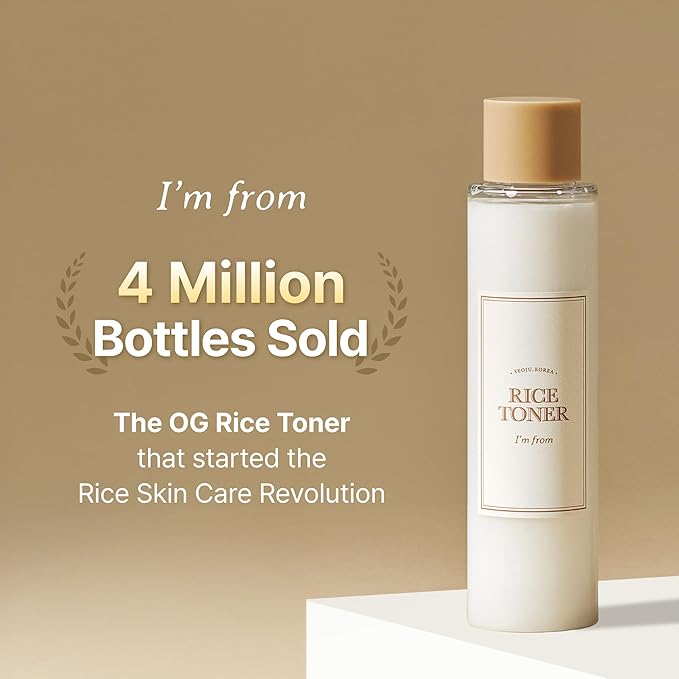 I'm From Rice Toner, 77.78% Rice Extract from Korea, Glow Essence with Niacinamide, Hydrating for Dry Skin, Vegan, Alcohol Free, Fragrance Free, Peta Approved, K Beauty Toner, 5.07 Fl Oz