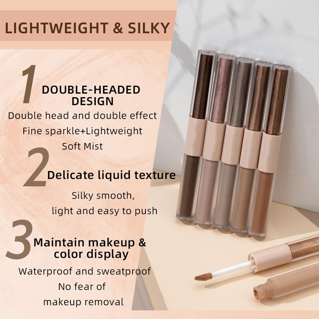MiaSarah Metallic Brown Liquid Eyeshadow Matte Glitte Eyeshadow Sticks For Eyes Pencil Primer Base Quick Drying Waterproof Long Lasting Highlight Stick Shadow Pen Eye Makeup(#6)