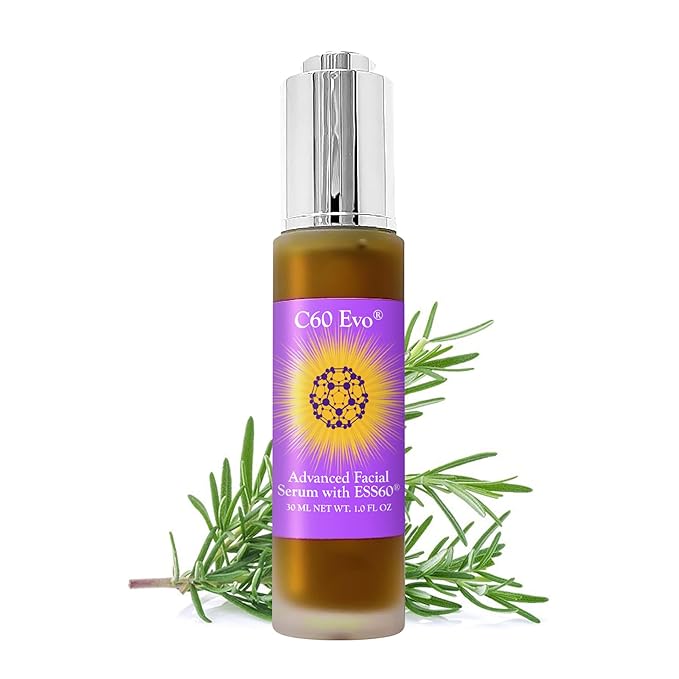C60 EVO Advanced Facial Serum, Natural Serums for Skin Care with Pure C60 ESS60, Deeply Nourishing and Age-Defying Serum for Face, Facial Serum Infused with 21 Natural and Vegan Ingredients, 1 oz