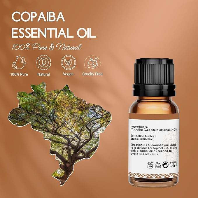 LOTUSJOY Copaiba Essential Oil, for Skin, Diffuser, Massage, 0.34 Oz