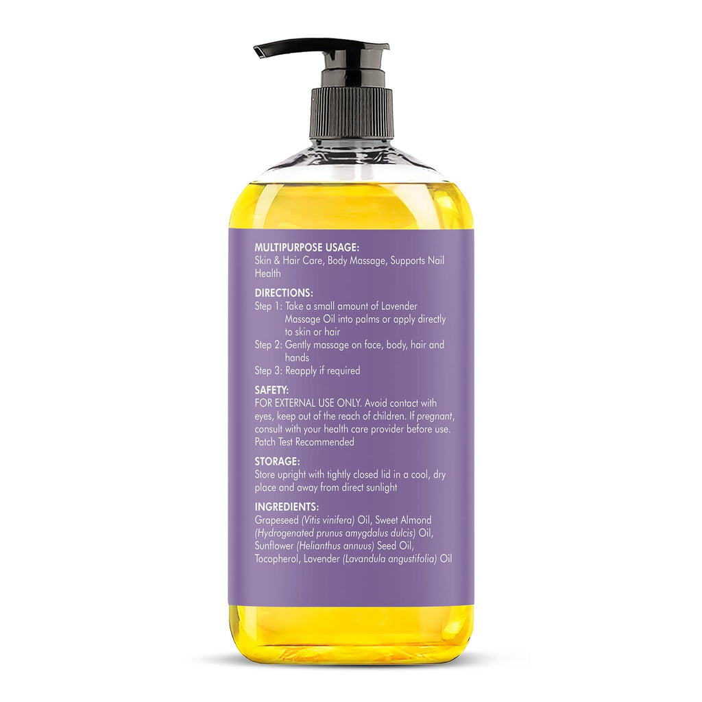 MAJESTIC PURE Lavender Massage Oil for Massage Therapy - Refreshing, and Relaxing - Natural Oils with Lavender Essential Oil - for All Skin Types - Men and Women Massage Lotion - 8 fl oz
