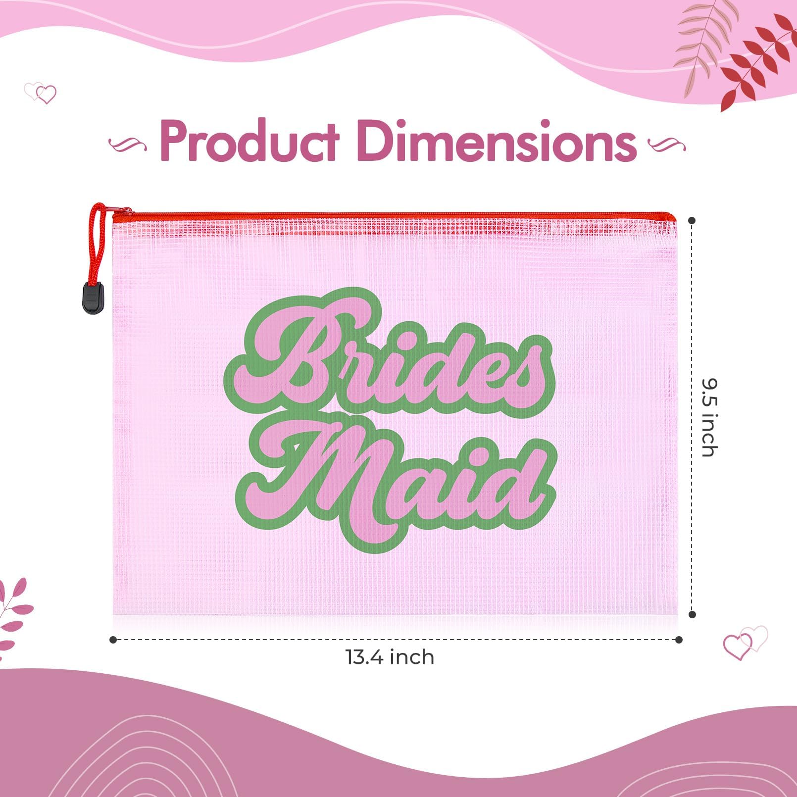 SOIDRAM 6PCS Bridesmaid Makeup Bag Clear Zippered Bag Bridesmaid Proposal Gifts Cosmetic Pouch for Wedding Party Favors Bachelorette Party Decorations Toiletry Organizer Bag Cosmetic Case Gift