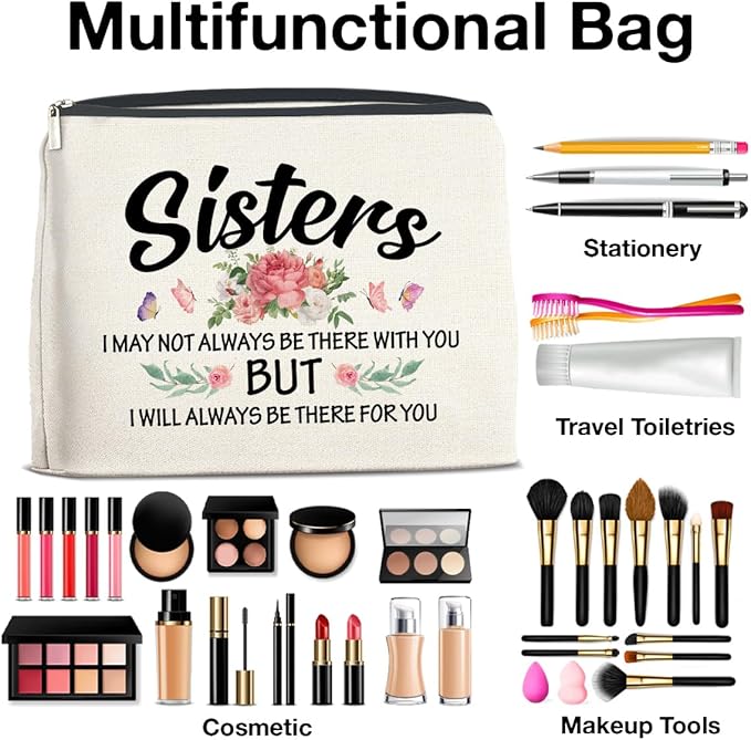 UPNEGE Sisters Gifts Makeup Bag, Gifts for Bestie Best Friend Sister Christmas Birthday, Sisters Cosmetic Bag Zipper Makeup Pouch