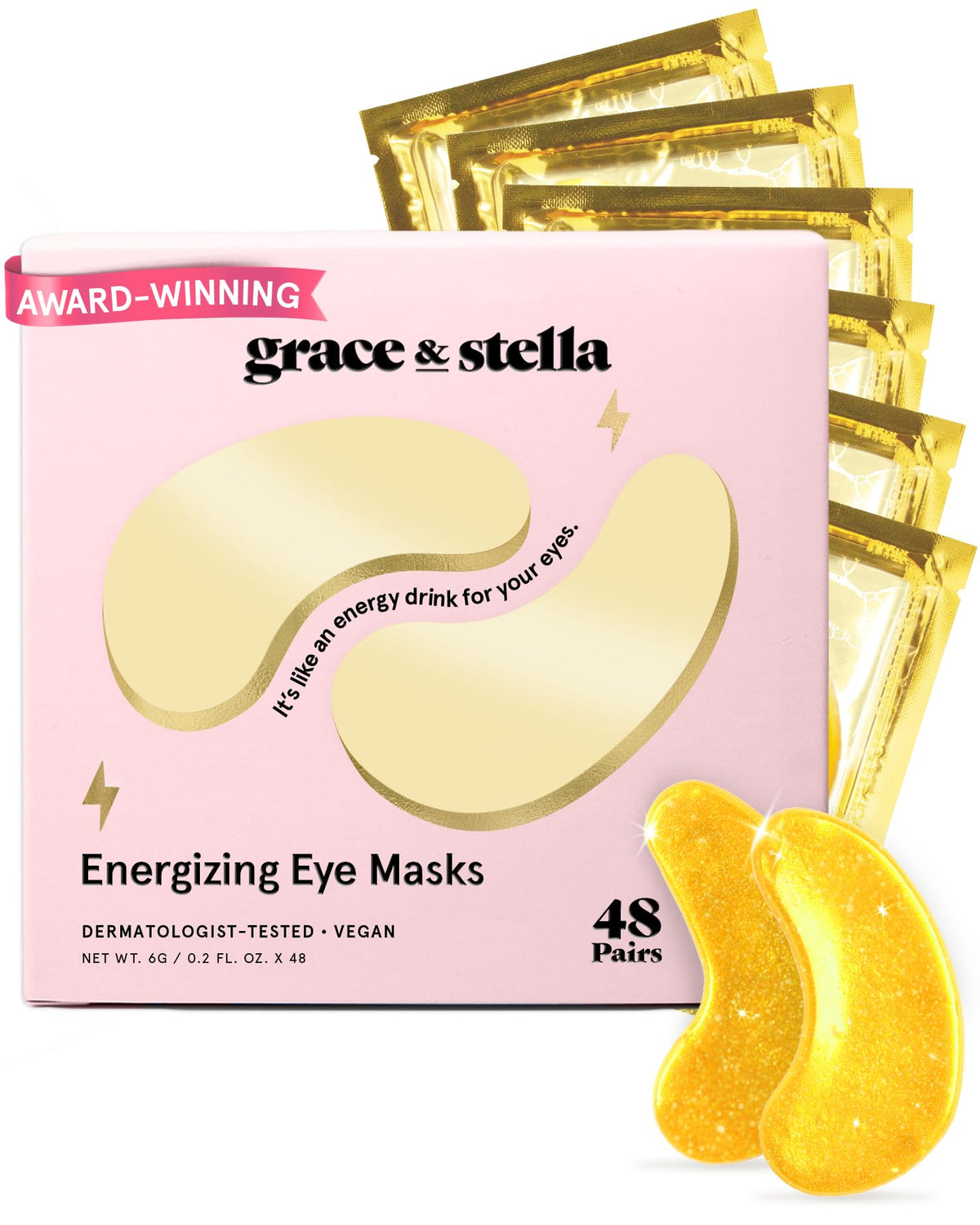 grace & stella Under Eye Mask - Reduce Dark Circles, Puffy Eyes, Undereye Bags, Wrinkles - Gel Under Eye Patches, Bulk Gifts for Women - Vegan Cruelty-Free Self Care (72 Pairs, Gold, Pink, & Blue)