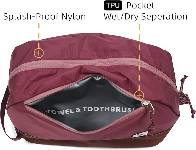 kalgoTeal Travel Toiletry Bag For Women, 8L Large Packing Cube with Waterproof TPU Wet/Dry Compartment