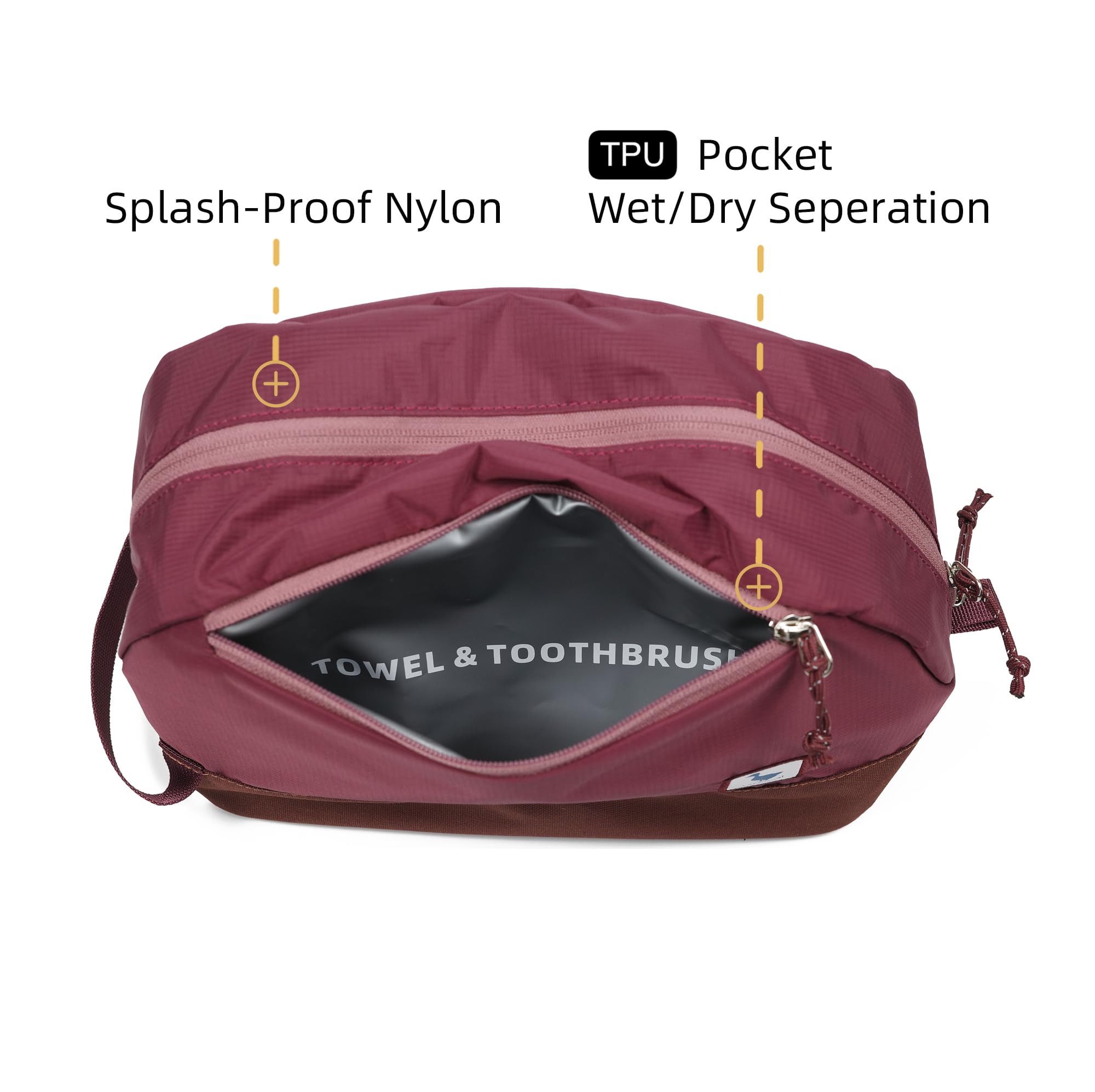 kalgoTeal Travel Toiletry Bag For Women, 8L Large Packing Cube with Waterproof TPU Wet/Dry Compartment