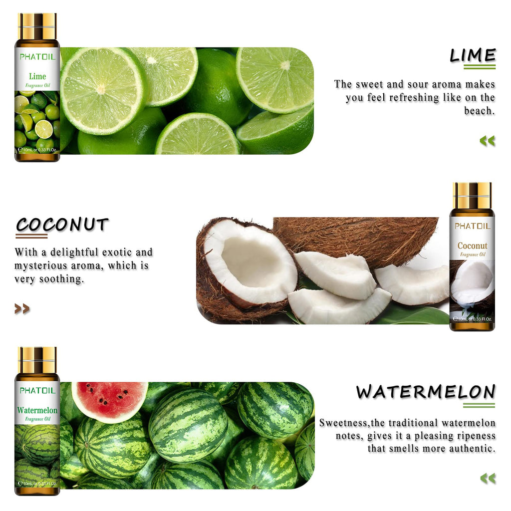 PHATOIL Fruity Fragrance Oil Gift Set for Diffuser, Soap Candle Making