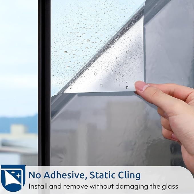 rabbitgoo Window Privacy Film One Way, 17.5" x 118.1", Silver