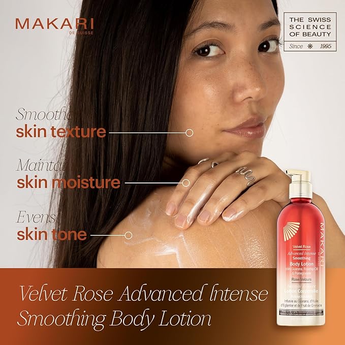 MAKARI Velvet Rose Advanced Intense Smoothing Body Lotion (16.8 oz) | Skin Firming and Tightening Lotion and Body Moisturizer | Anti-Aging Body Lotion for Dry Skin | Body Skin Care Products
