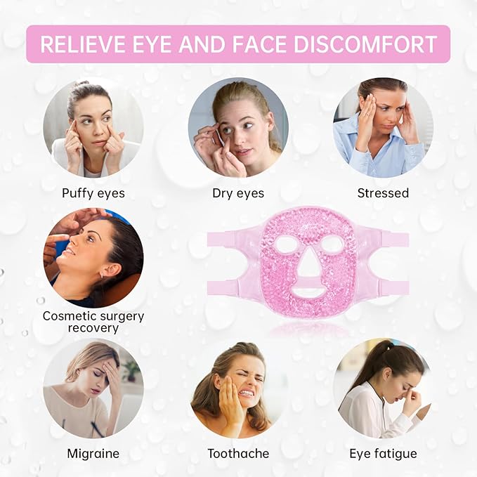 ZNÖCUETÖD Face Ice Mask Facial Ice Packs Gel Hot Cold Compress for Women