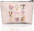 EKGJW Pink Hairstylist Makeup Bag for Women, Cute Cosmetology Student Gifts,Hairdresser Travel Organizer Bag, Aesthetic Salon Accessory Pouch, Gifts for Teen Girls 7.5 x 10 in