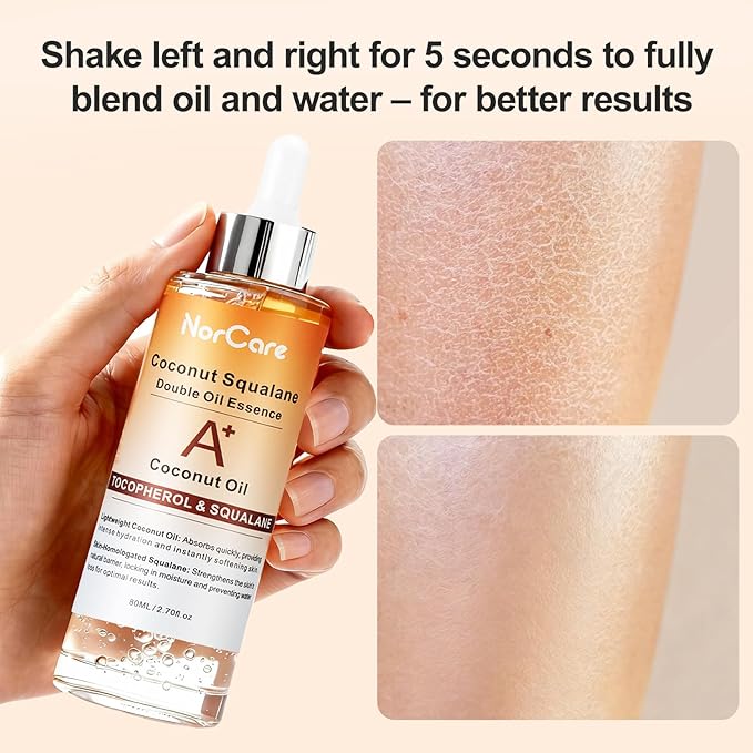 NorCare Skin Care Essential oil Coconut & SqualaneDual-Essence Oil Skincare Tech 2026 | 80ml Soothes,Brightens, and repairs your skin barrier. Formulated for allskin types