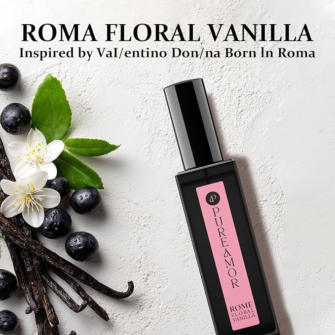 PUREAMOR ROMAN Blossom Vanilla Perfume for Women, Cozy Floral Jasmine & Sweet Vanilla Fragrance, Long Lasting Extrait de Parfum, Advanced Fragrance Travel Size 0.7 oz/20ml Perfume Spray