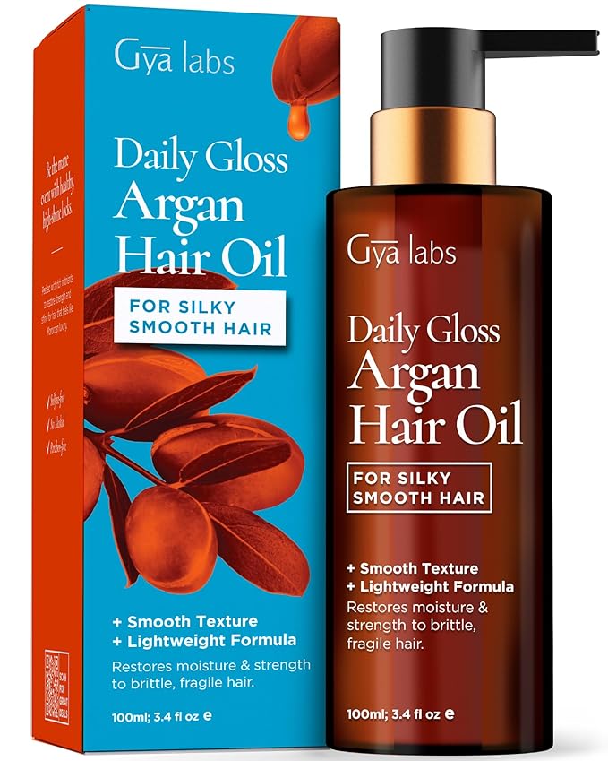 Gya Labs Daily Gloss Argan Oil - 3.4 Fl Oz - for Frizzy, Damaged & Color- Hair - Strengthening, Shine & Protection