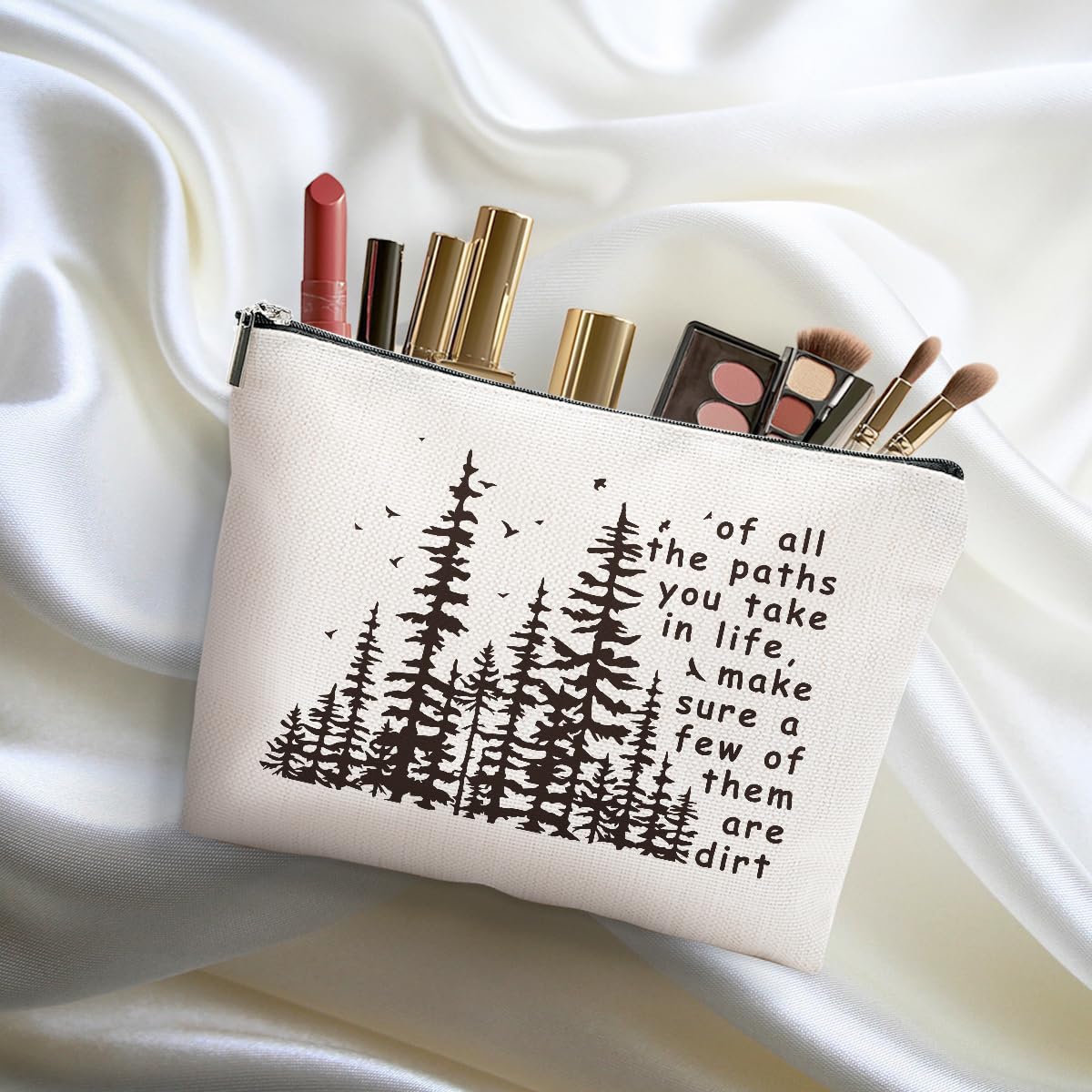 DHKG 2pcs Camping Gifts for Women Makeup Bag, Travel Essential Cosmetic Bag Camping Essentials Inspirational Gifts for Women Female Girls Sister BFF Nature Lover, Glamping Toiletry Bags