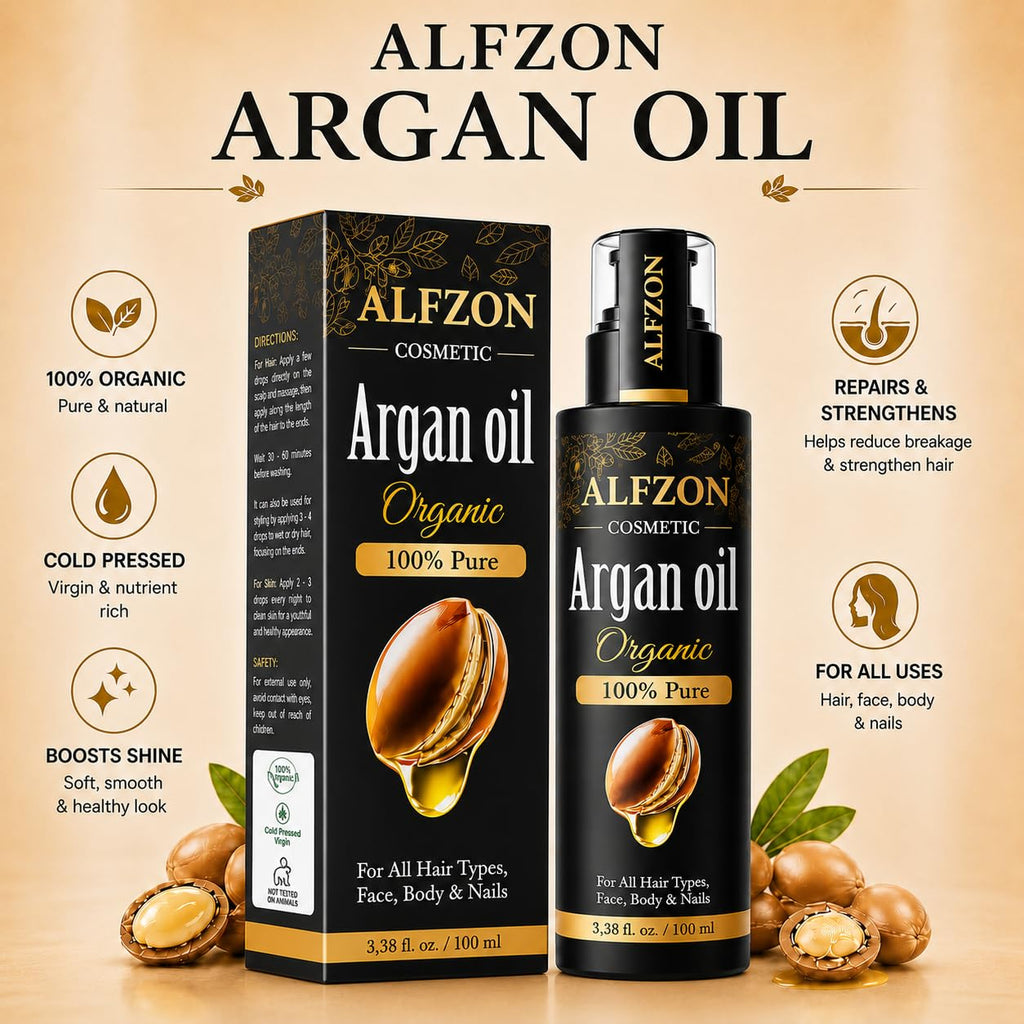 Moroccan Argan Oil for Hair, Face & Skin, 100% Pure, Cold Pressed, 3.38 oz