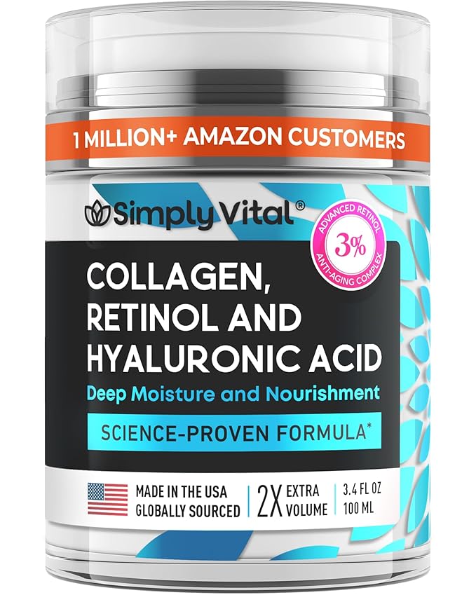 Anti-Aging Face Moisturizer with Retinol, Collagen & Hyaluronic Acid - Moisturizer Face Cream for Women & Men - Visibly Firming & Hydrating Neck Cream - Day & Night Skin Care - 3.4 fl oz
