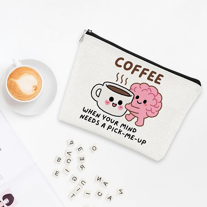 JFEHBFL Coffee Gifts Makeup Bag Coffee Lover Gift Cosmetic Bag for Women Zipper Pouch Travel Toiletry Gifts for Birthday Christmas