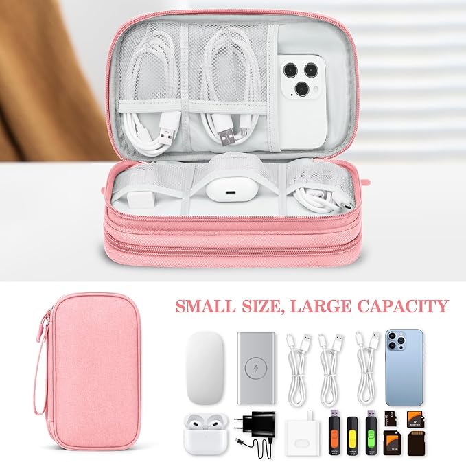 FYY Electronic Organizer, Travel Tech Pouch Bag, Medium, Pink