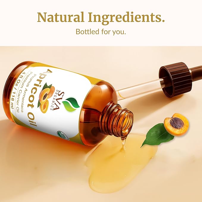 SVA Organic Apricot Seed Carrier Oil with Dropper, 4 Fl Oz (118 ml)