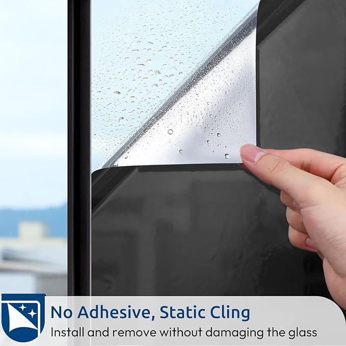 rabbitgoo Window Privacy Film One Way, 35.4" x 78.7", Black Silver