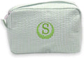 jcyif Custom Makeup Bag Personalized Cosmetic Bag Cute Seersucker Travel Toiletry Bag for Women Embroidered Bag Organizer for Bride Makeup Bag Gift Green