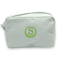 jcyif Custom Makeup Bag Personalized Cosmetic Bag Cute Seersucker Travel Toiletry Bag for Women Embroidered Bag Organizer for Bride Makeup Bag Gift Green