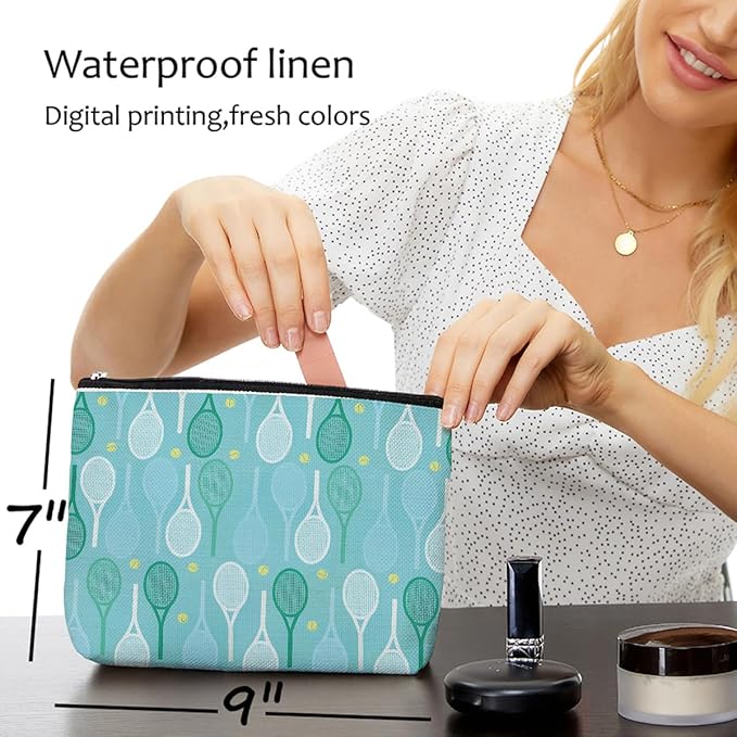 4 PCs Inspirational Makeup Bag Tennis Accessories Cosmetic Toiletry Bag